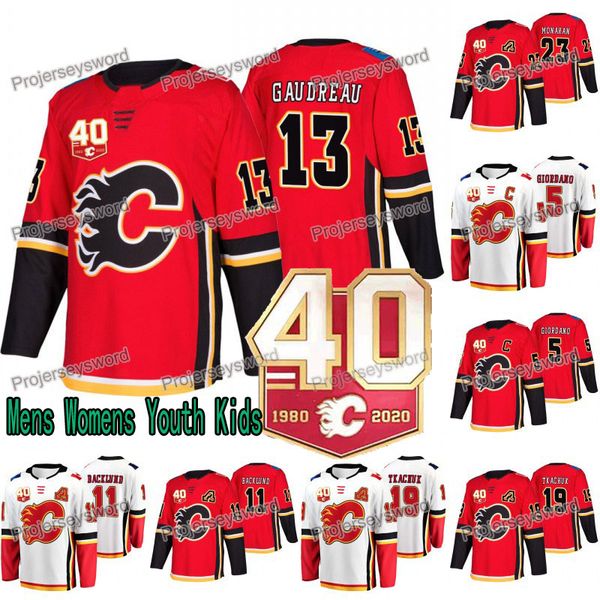 

40th Anniversary Johnny Gaudreau Calgary Flames Rasmus Andersson Mark Giordano T. J. Brodie Mikael Backlund Matthew Tkachuk Sean Monahan