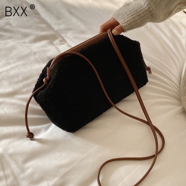 

bxx] solid color winter plush warm crossbody bags for women 2019 lady shoulder messenger bag female handbag elegant clutch a315