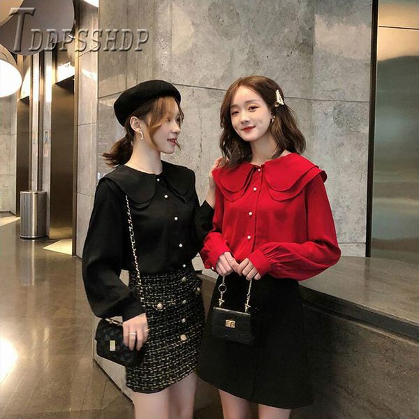 

2019 new korean ruffles spring autumn women blouse 3 colors can choose female blouses, White
