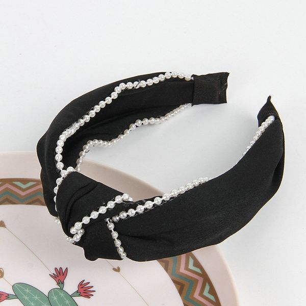 

satin pearl cross headband hairbands for lady kids hair band pearl head bands lyon blue latest hair style for girls dvuxc, Black;brown