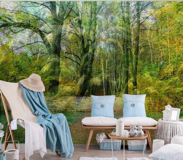 

3d обои свежий зеленый лес обои фон стена бумаги красивые пейзажи обои