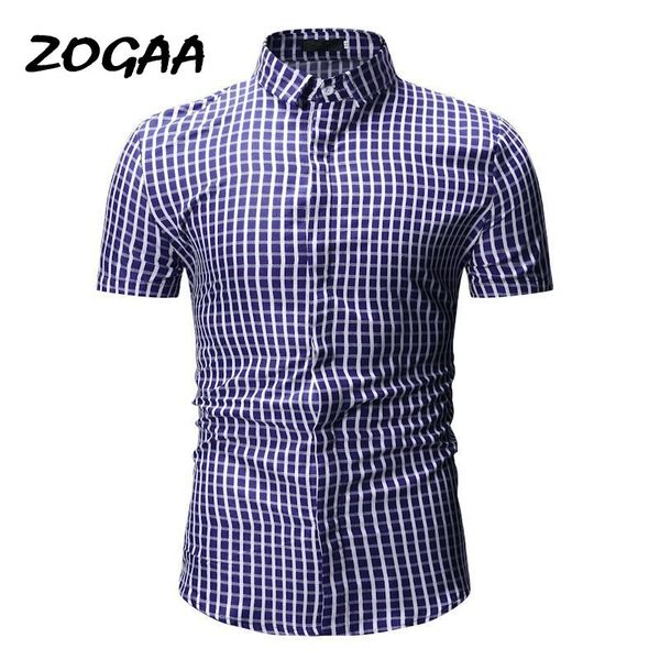 

zogaa 2020 small plaid shirt men's summer new men's formal shirt fashion wild casual button, White;black