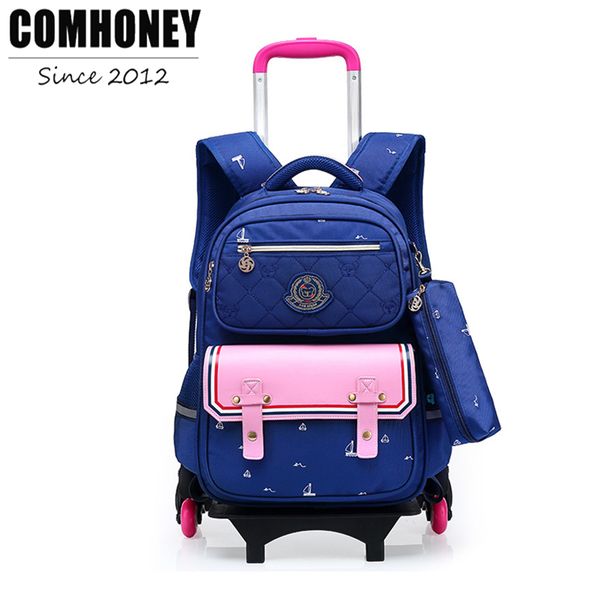 

backpacks for girls boys child suitcase trolley school backpack sailboat print bags on wheels toddler rolling bookbag travel gag