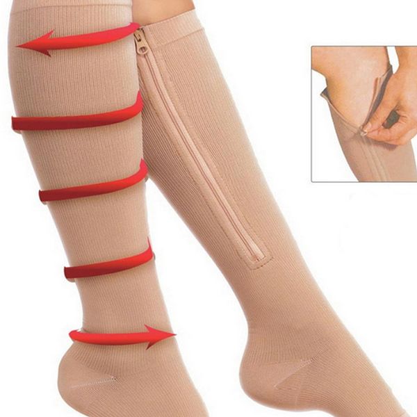 

sports safty legwarmers anti-fatigue compression socks foot leg pain relief slim socks knee stockings, Black