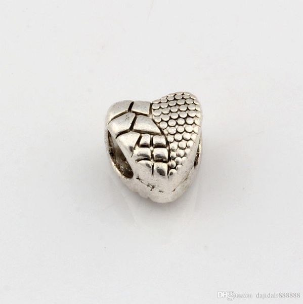 

жарко ! 150pcs antique silver сердце big hole европейского бисера для шарм браслет 9x9.5mm, Bronze;silver