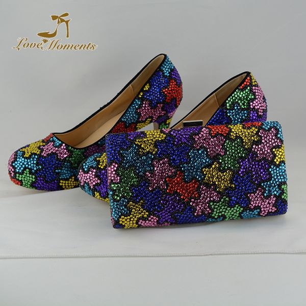 

evening party prom pumps 3 inches high heel wedding dress shoes with matching clutch handmade mix rhinestone function party heel, Black