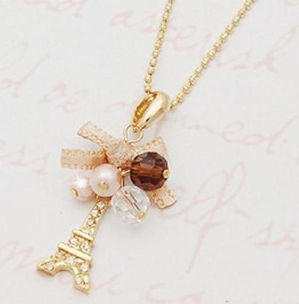 

pendant necklaces eiffel tower pendant with necklace golden plated chain necklace, Silver