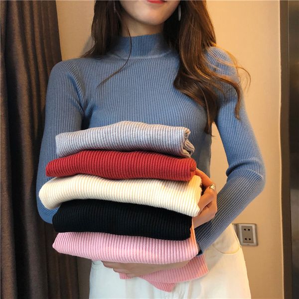 

winter knitting pullovers women long sleeve turtleneck knitted sweater chic woman clothes female casual streetwear cotton, White;black