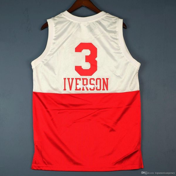 

100% stitched #3 allen iverson rbk hwc sewn wholesale white jersey mens mens vest size xs-6xl stitched basketball jerseys ncaa, Black;blue