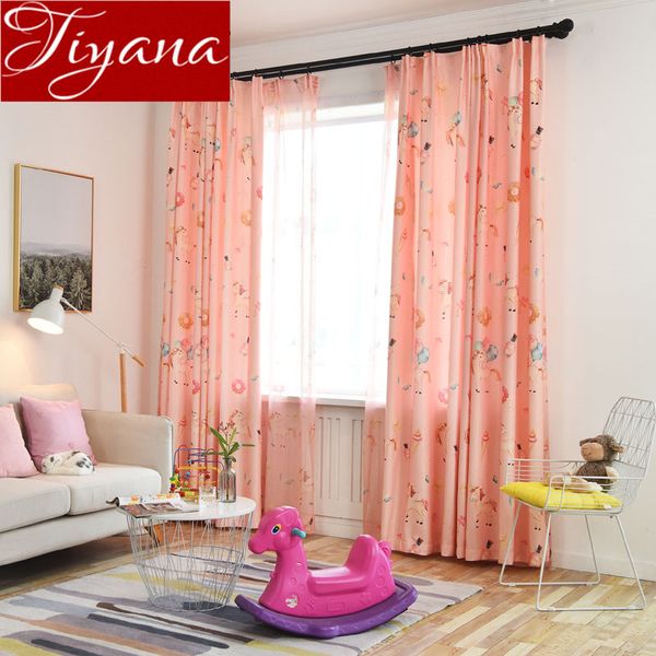 

unicorn pony horse cartoon printed curtain semi-shading blinds boys kids bedroom study window drapes gauze treatment t&114 #30