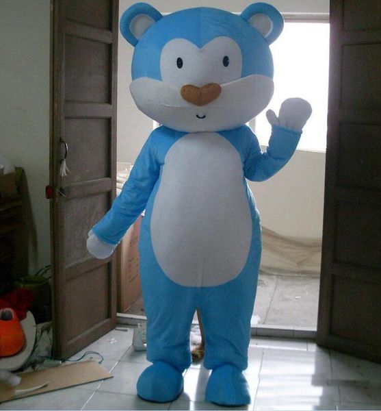 

2019 a blue colour bear mascot costume for to wear., Red;yellow