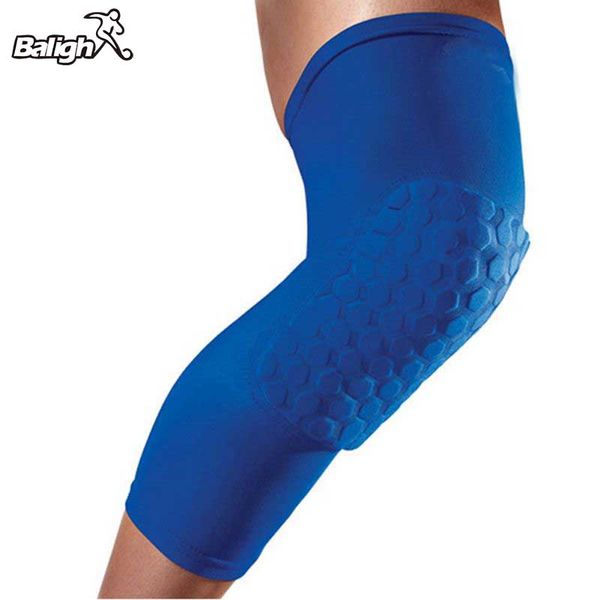 

sports kneepad breathable men sports honeycomb long knee support pad protector sport basketball leg sleeve kneepad, Black;gray