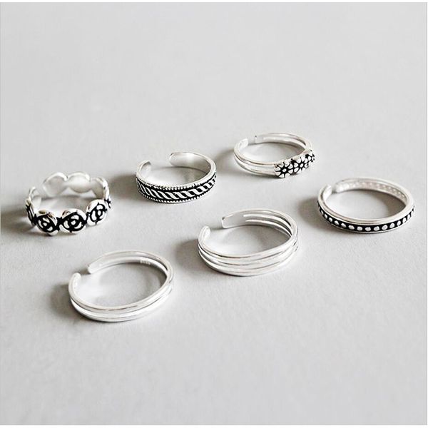 

sterling silver 925 rings adjustable simple vintage rings fashion women jewelry for banquet wedding party, Golden;silver