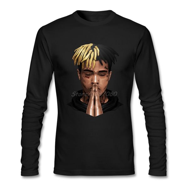 

2020 fashion rapper xxxtentacion t shirt long sleeve t-shirt men new style cotton men's clothes, White;black