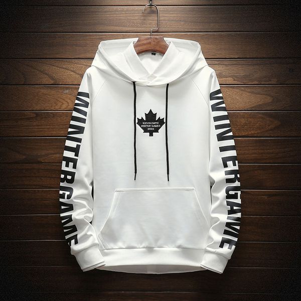 

2018 new fashion men's sweatshirts leaf letter printing hooded man hoodies white pink black gray men's sweatshirts
