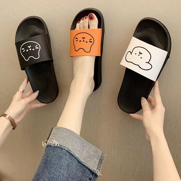 

cartoon summer slippers women casual beach slides 2020 flip flops casual couple shoes non-slip indoor slippers sandalias mujer, Black