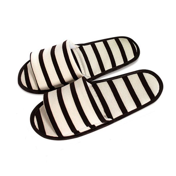 

striped portable folding women slippers travel non-slip l non-disposable slippers fashion women men high quality, Black