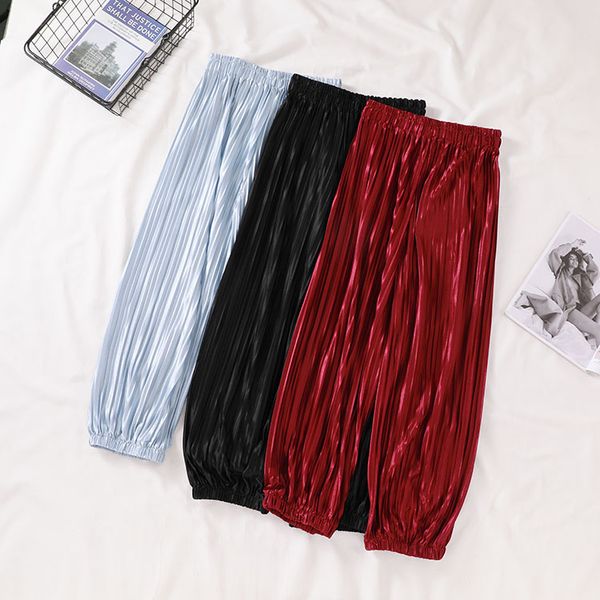 

stock women's dress overstock pants women's 2019 korean-style summer versatile high-waisted wide-leg casual pants 6.23, Black;white
