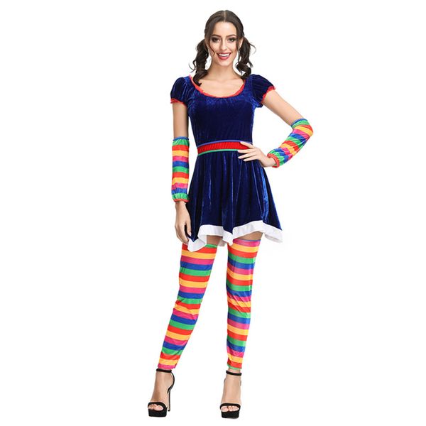 

women clown costumes deluxe circus girl cosplay costumes female carnival fantasia party fancy dress, Black;red