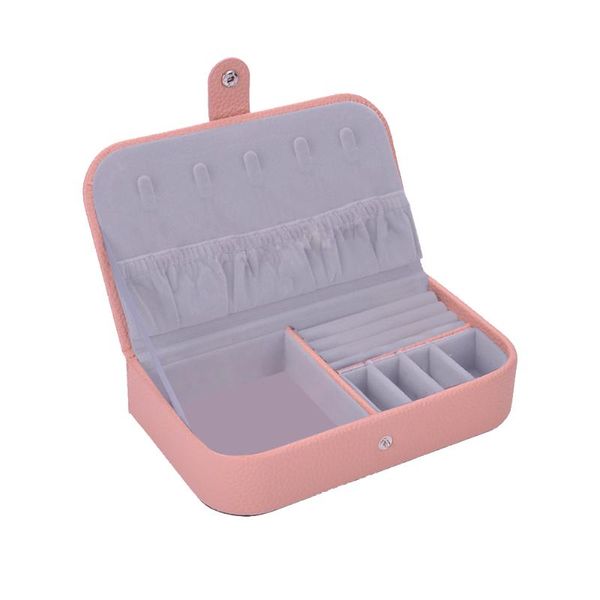 

cases organizer multifunctional jewelry box earrings litchi pattern fashion container travel portable storage cosmetic makeup, Pink;blue