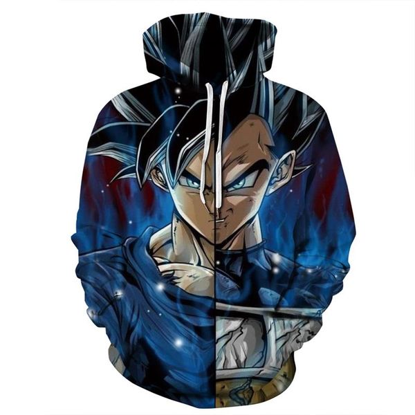 

8 style new fashion women men hoodies 3d printed dragon ball z hoodie anime sweatshirt long sleeve goku hooded sports sweater, Black