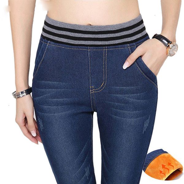

ladies jeans women designer pants velvet black warm jeans with tight jeans skinny winter pencil trousers skinny stretching size, Blue