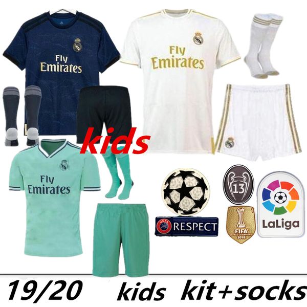 

Kid kit ock 2019 2020 real madrid home occer jer ey kit 19 20 away 3rd modric modric a en io i co ramo hazard bale football hirt