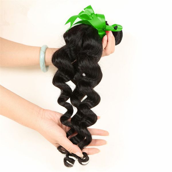 

3 шт индийские девственные волосы свободная волна необработанные человеческие волосы пучок натуральный цвет двойной уток, бесплатная доставк, Black