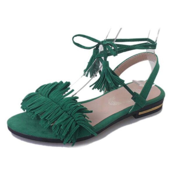 

women's sandals 2018 summer flat shoes front lace-up fashion ladies shoes new women's fringe cross flat roman female sandals, Black