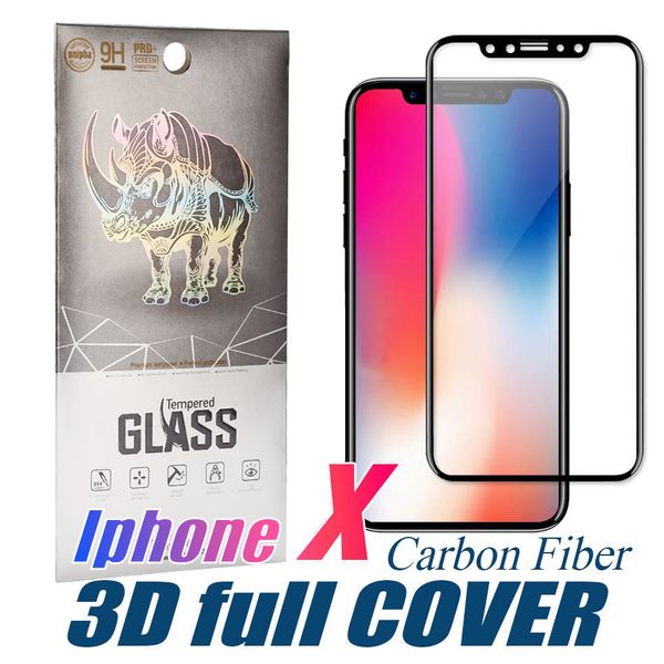 

full curved glass for iphone 11 pro max xs max protector film carbon fiber soft edge screen protector tempered glass for iphone 7 with box