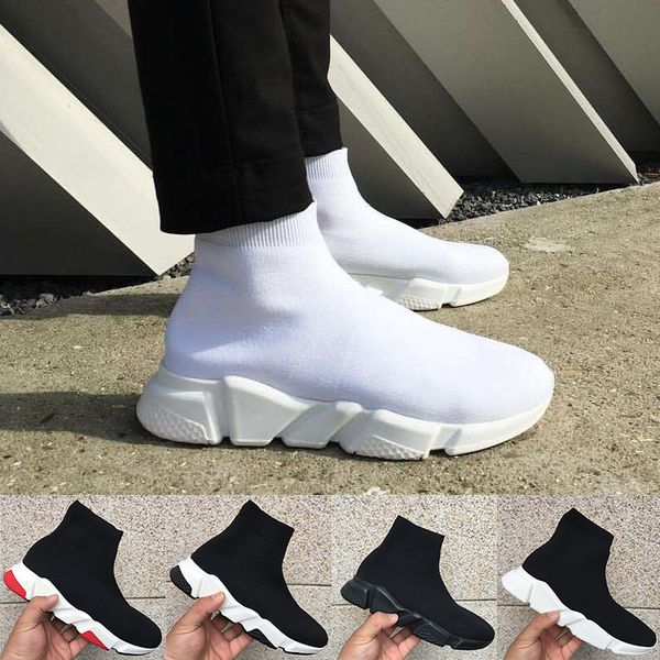 

fashion luxury paris men womens speed trainer sock shoes 2019 new triple black white red oreo stretch-knit mens designer shoes sneakers