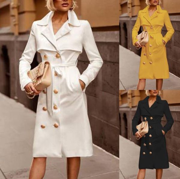 

19aw women designer trench coats fashion slim double breasted long sleeve lapel neck suits coats spring autumn casual women outwear, Tan;black