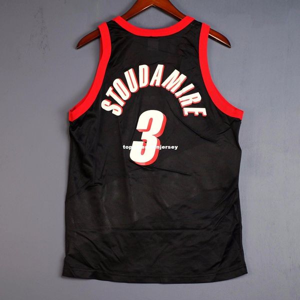 

100% stitched #3 damon stoudamire champion black jersey mens vest size xs-6xl stitched basketball jerseys ncaa, Black;blue