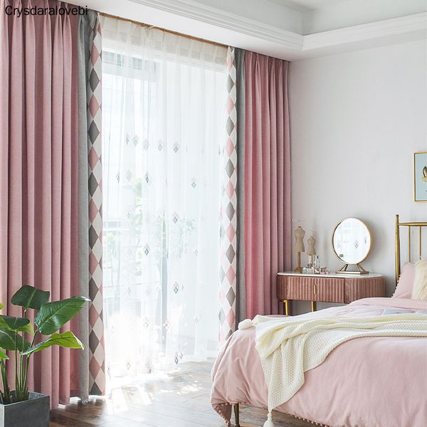 

modern curtains simple diamond pattern splice curtain for living room blackout window curtains for bedroom sheer tulle curtain
