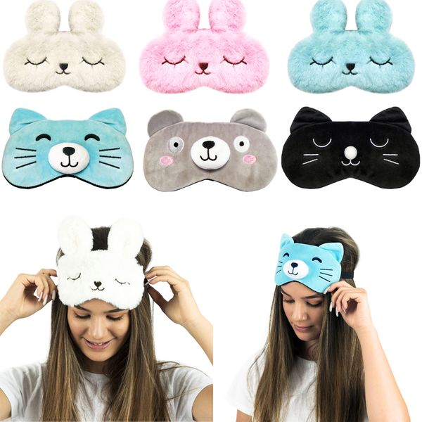 

cartoon animals soft sleeping eye mask plush travel sleeping eyepatch blindfold shield accessories for girl kid teen adult