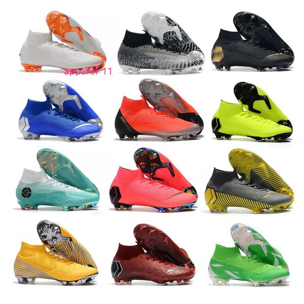

2019 soccer shoes mercurial superfly elite fg kj 6 xii 12 cr7 ronaldo neymar mens women boys high football boots cleats us 3-11