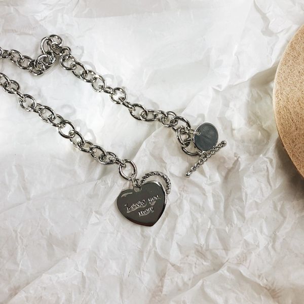 

kpop new heart silver color metal pendant simple trendy long chain necklaces for women girls egirl party jewelry bff gifts hot