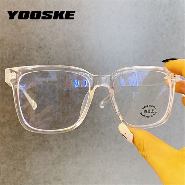 

fashion sunglasses frames yooske 2021 anti blue light glasses frame men oversized eyeglasses for women clear optical spectacles computer eye, Black