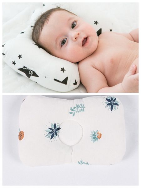 Baby Pillow Cartoon Animal Print Cotton Pillow Head Protection