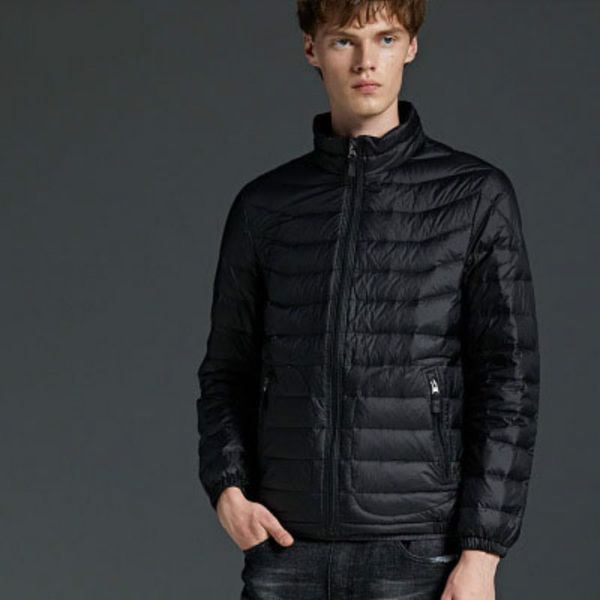 

casual male solid color jackets mens designer new down coat fashion britihsh style winter clothes embossing clothing clothe s-3xl, Black