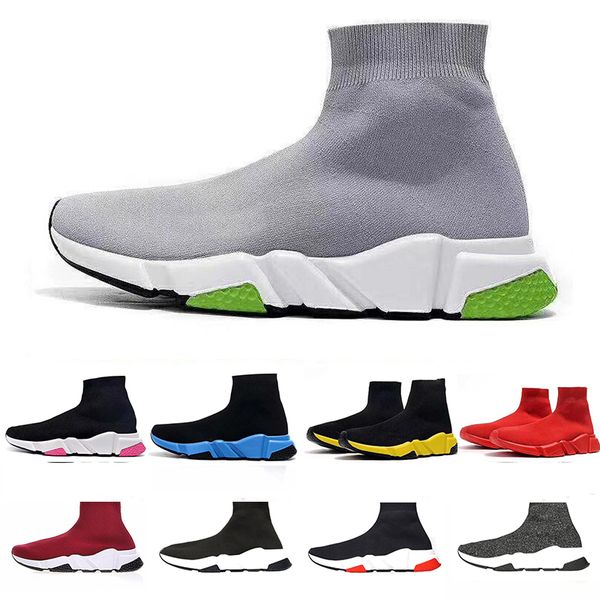 

2019 new sock shoes designer speed trainer luxury casual shoes black white red glitter flat fashion mens women runner trainers