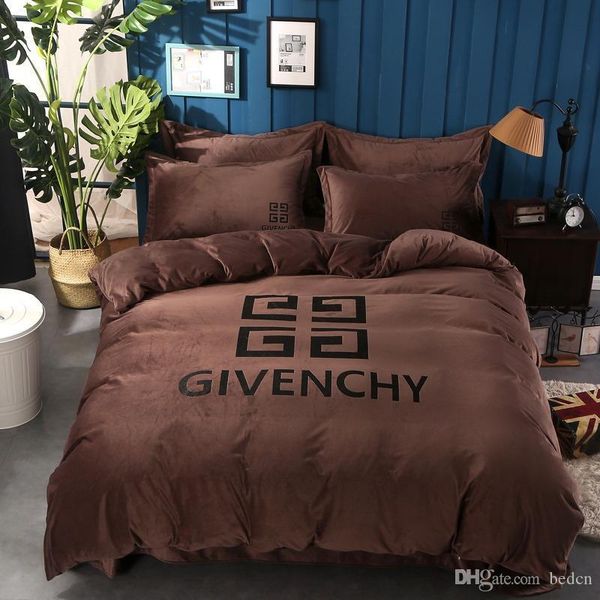 

brand design letter print bedding set american style print duvet cover set lifelike bedclothes with pillowcase bed home textiles 33
