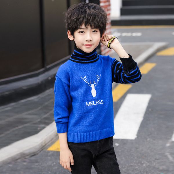 

antler english boy's sweater boy's casual creative knitwear fashion trendy clothes, Blue