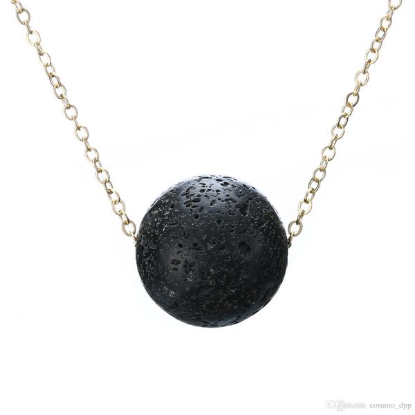 

lava rock necklaces circle triangle essential oil diffuser natural stone pendant aromatherapy necklaces for women fashion jewelry, Silver