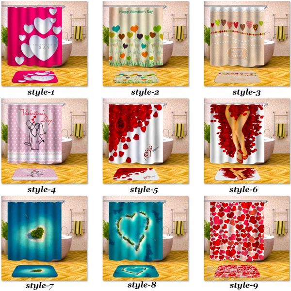 

день душ валентина занавес romantic love heart rose ванной душ занавес водонепроницаемый полиэфирной ткани с 12шт крючки 180x180cm