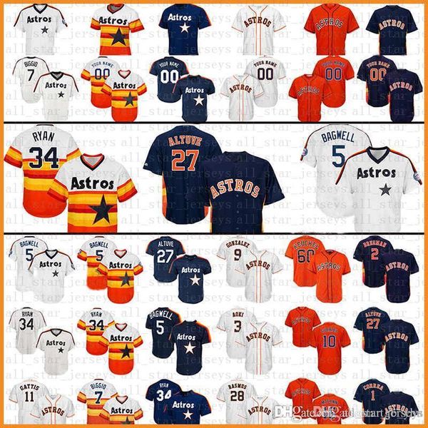

Houston Baseball Jersey Astros 27 Jose Altuve 4 George Springer 1 Carlos Correa 5 Jeff Bagwell 7 Craig Biggio 34 Nolan Ryan 35 Justin Verlan