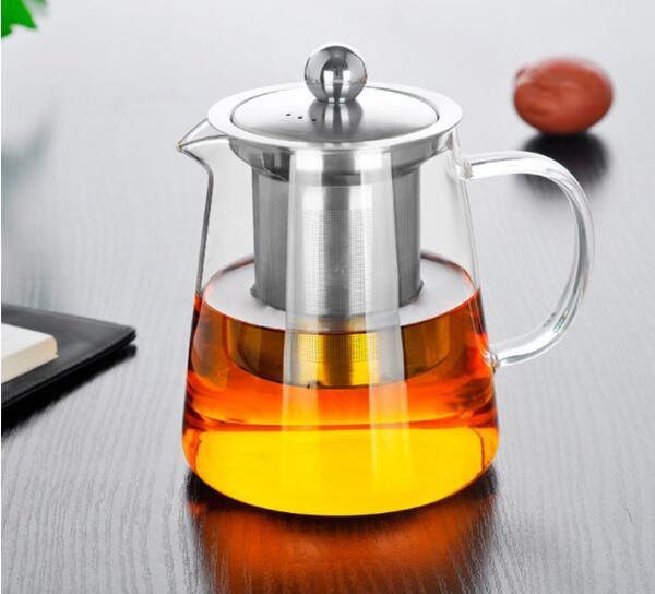 

550ml clear heat resistant glass tea pot kettle with infuser filter tea jar home office tea coffee tools 24 up