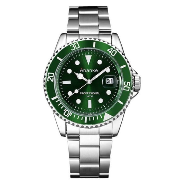 

30 meter waterproof luminous business watch men's watch quartz stainless steel calendar watch, Slivery;brown