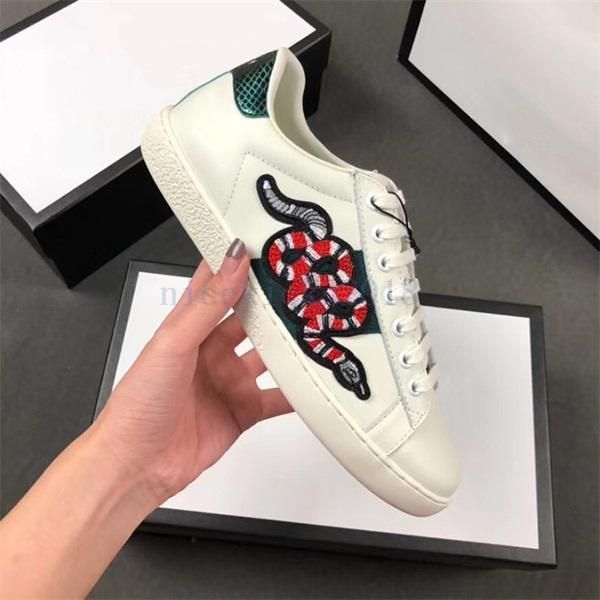 

2019 men women casual shoes fasshion luxury brands designer sneakers lace-up running shoe green red stripe black leather bee embroidered c16