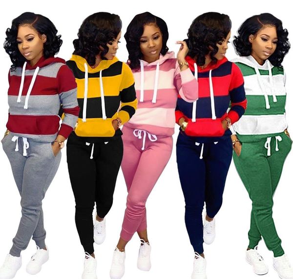 

осень зима женский комплект спортивный костюм полный рукав толстовка с капюшоном карманы брюки костюм из двух частей комплект одежды спортив, Gray